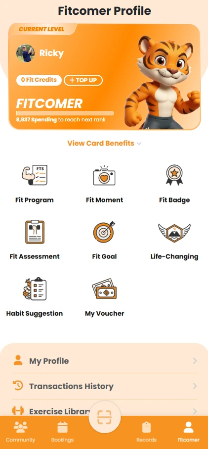 Fitcom App 画面