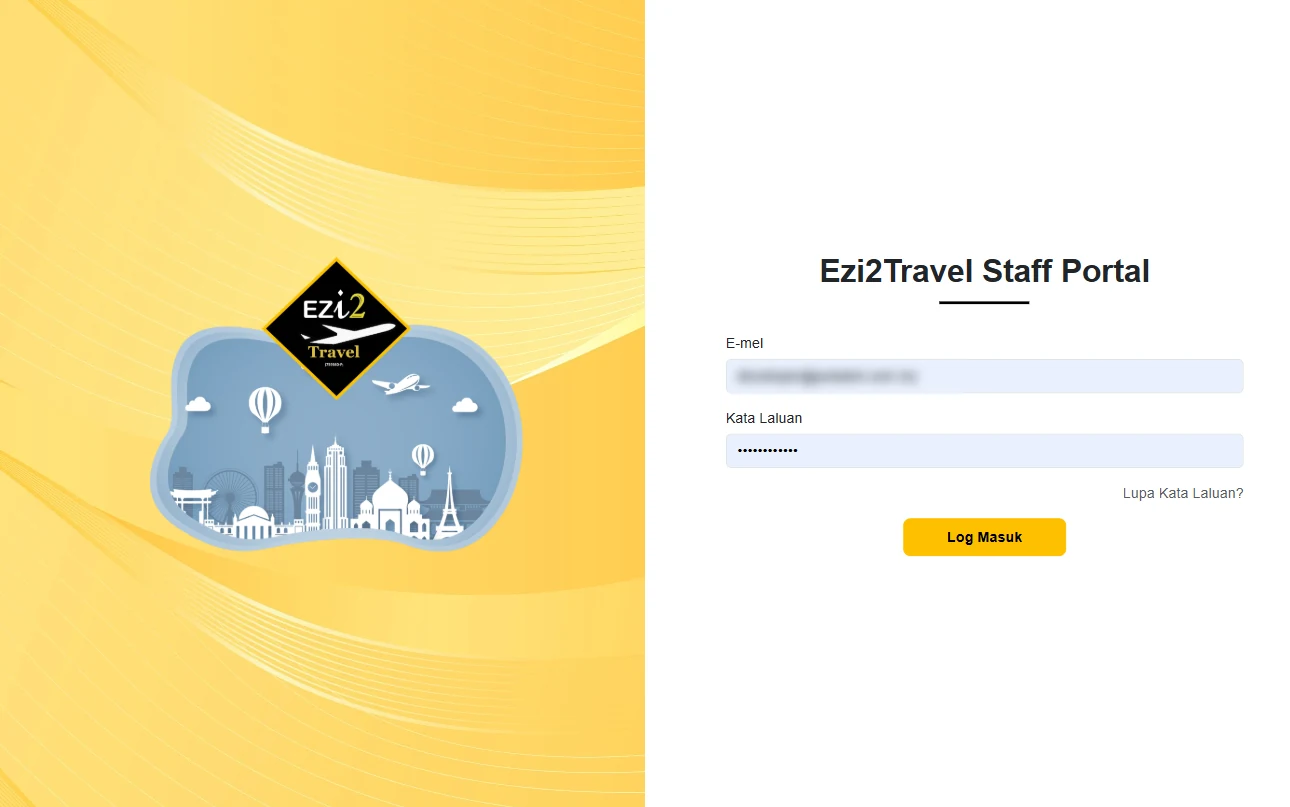 Ezi2Travel 员工门户登录页